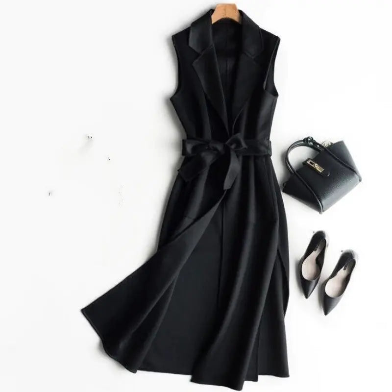 Chic Wool Blend Long Vest for Women, Fall/Winter
