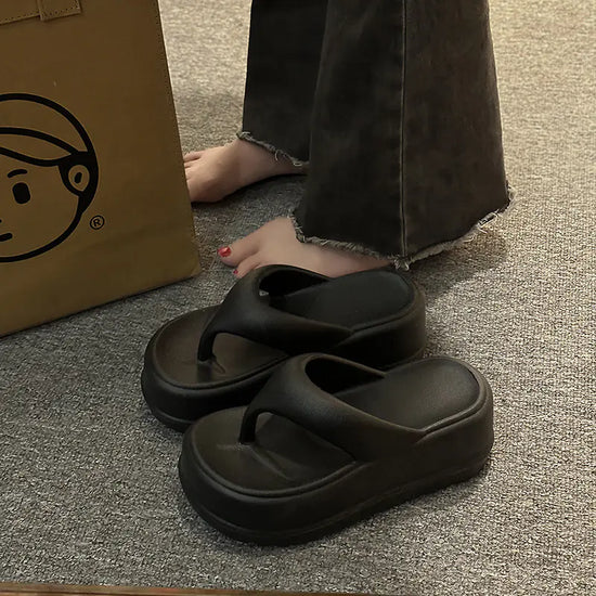 Thick Soled Sloping Heel Slippers for Women&