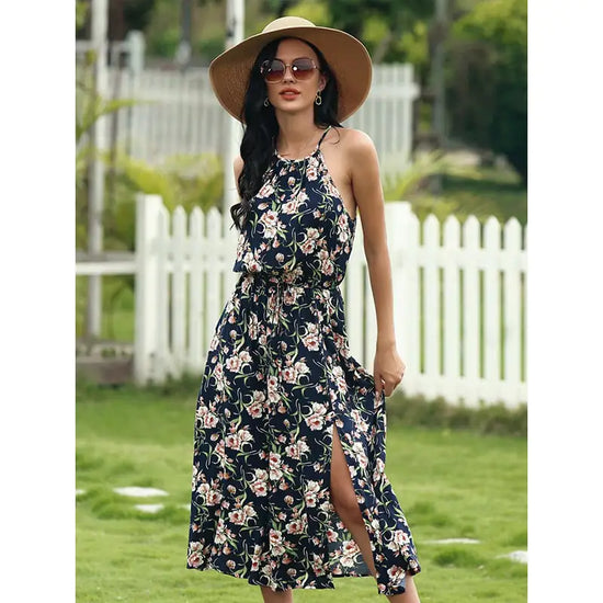 Sleeveless Mid-Calf Patchwork Women&