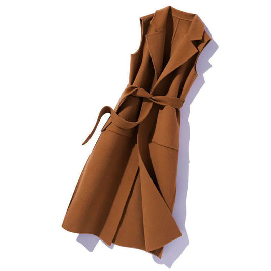 Chic Wool Blend Long Vest for Women, Fall/Winter